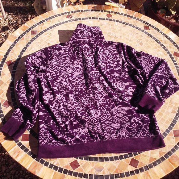 Y2K Jacket Graphic Floral Velour Sz-M/L Pockets - Picture 4 of 9